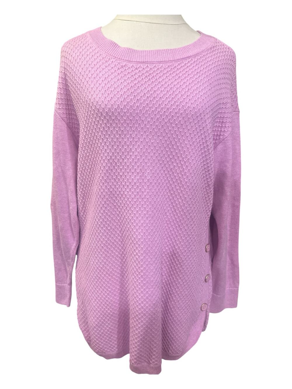 Talbots Sweater-Women XL/Petite-Mauve-Textured-CrewNeck-Pullover-L Sleeve-EUC-22